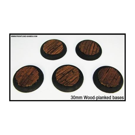 BATTLE E-FECTS! 30mm Round Scenic Bases - Wooden Planked - 5