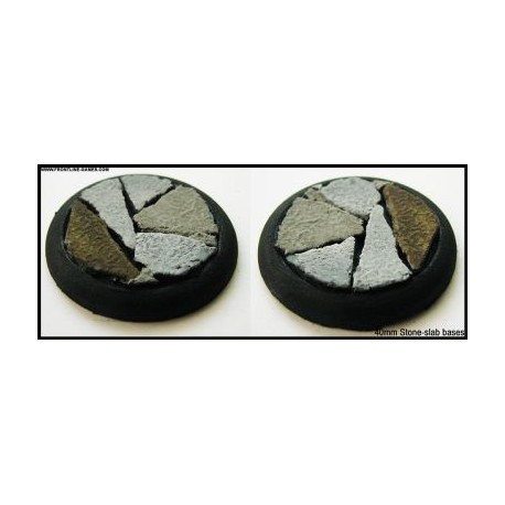 40mm Round Scenic Bases - Stone-slab - 2