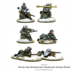 German Heer Panzerschreck, Flamethrower & Sniper teams (Winter) 28mm WWII WARLORD GAMES