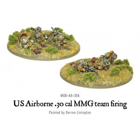 American U.S. Airborne .30 Cal MMG team firing 28mm WWII WARLORD GAMES