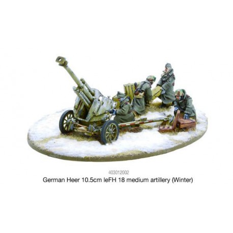 German Heer 10.5cm leFH 18 medium artillery (Winter) 28mm WWII WARLORD GAMES