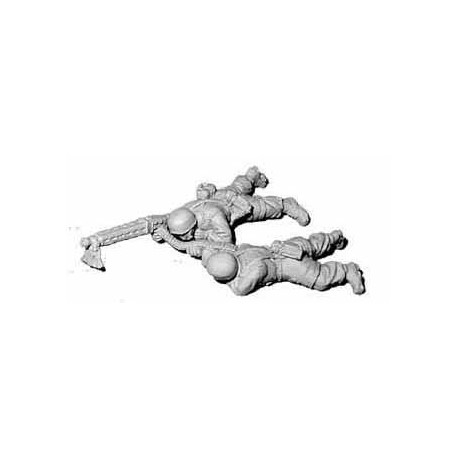 German Fallschirmjager MG42 Team (prone) 28mm WWII BLACK TREE DESIGN