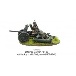 German Blitzkrieg Pak 36 anti-tank gun with stielgranate 28mm WWII WARLORD GAMES