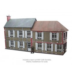 Café Gondrée laser cut building 28mm WWII Terrain Bolt SARISSA PRESISION