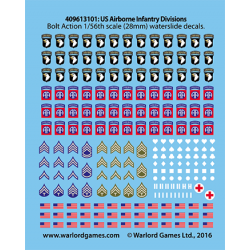 American U.S. Airborne Decals Sheet 28mm WWII WARLORD GAMES