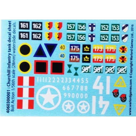 28mm WWII British Churchill decals sheet WARLORD