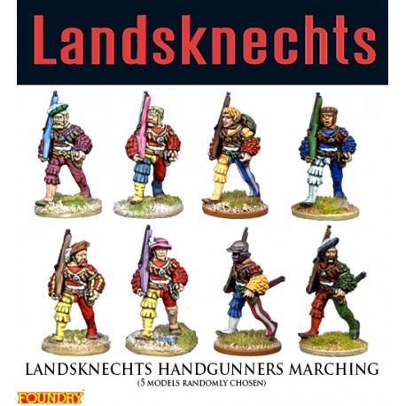 e &Landsknechts Handgunners Marching (5) 28mm Renaissance FOUNDRY