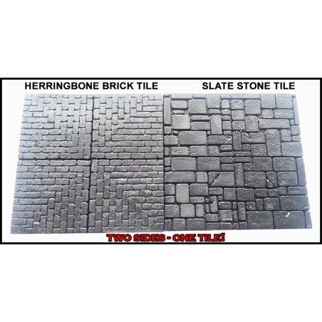 HERRINGBONE BRICK - SLATE STONE DUNGEON  2"x2" DOUBLE-SIDE DUNGEON TILES