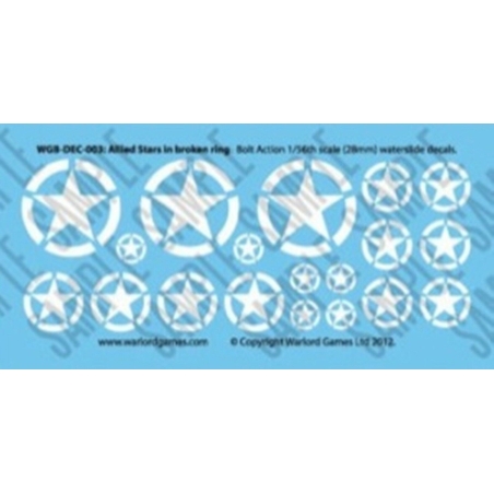 Allied Stars decal sheet 28mm WWII WARLORD