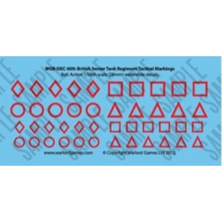 British Senior Tank Regiment Tatical Markings decal sheet 28mm WWII WARLORD