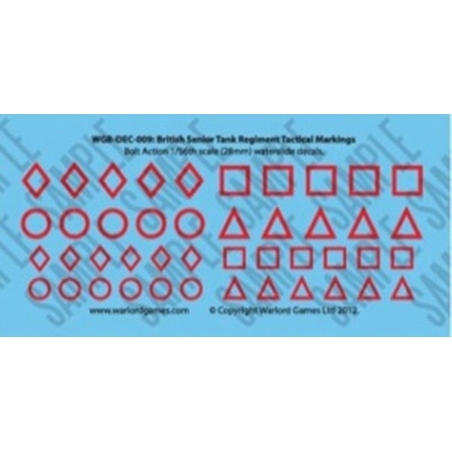 British Senior Tank Regiment Tatical Markings decal sheet 28mm WWII WARLORD