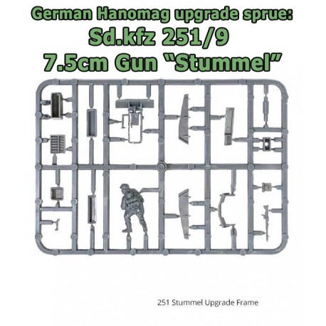 German 251/9 7.5cm gun "Stummel" Upgrade Sprue 28mm WWII WARLORD GAMES