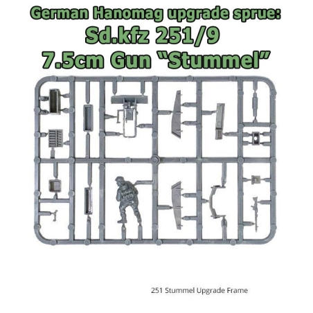 German 251/9 7.5cm gun "Stummel" Upgrade Sprue 28mm WWII WARLORD GAMES