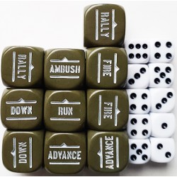 OLIVE DRAB ORDER DICE & D6s SET BOLT ACTION (20) WWII WARLORD GAMES