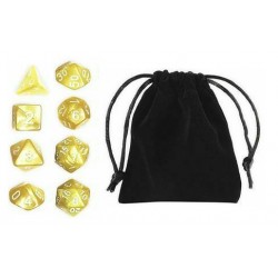 Polyhedral Dice Set (8) w/ Personal Dice bag 9A FRONTLINE GAMES