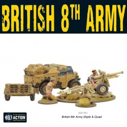 British 8th Army 25 pounder Light Artillery, Quad & Limber 28mm WWII WARLORD GAMES