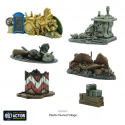 Ruined Village Bag 28mm WWII Terrain MANTIC WARLORD GAMES