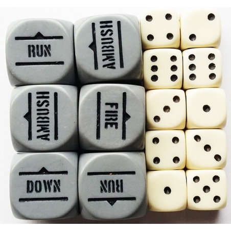 GREY ORDER DICE & D6s SET BOLT ACTION (16) WWII WARLORD GAMES