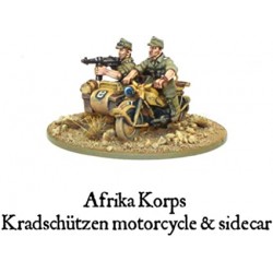 Afrika Korps Kradschutzen motorcycle and sidecar 28mm WWII WARLORD GAMES