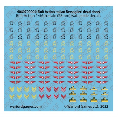 28mm WWII Italian Bersaglieri Decals Sheet WARLORD GAMES