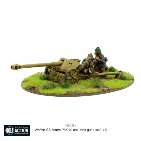 German Waffen SS 75mm PaK 40 anti-tank gun (1943-45) 28mm WWII WARLORD GAMES