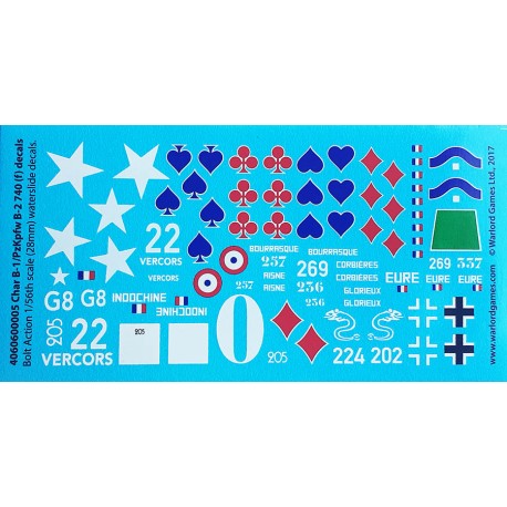 28mm WWII French Char B-1 German Pz. B-2 740 (f) decals sheet WARLORD