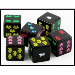 SPACE INVADER Dice Set (6) 8-bit-dice TURN ONE GAMING